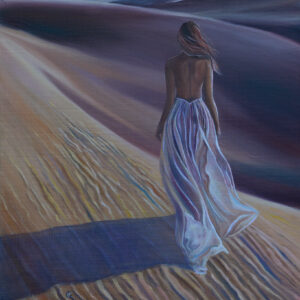 Ölgemälde einer Frau in der Wüste – moderne Malerei von Künstlerin aus der Sächsischen Schweiz